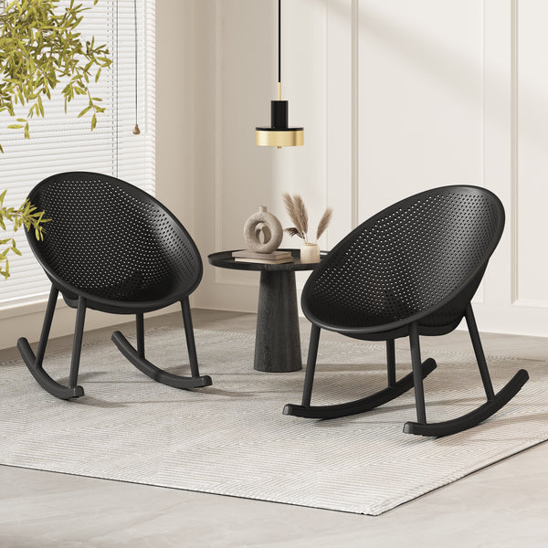 Ermon Indoor & Outdoor Polypropelene Plastic Rocking Chairs, Set of 2