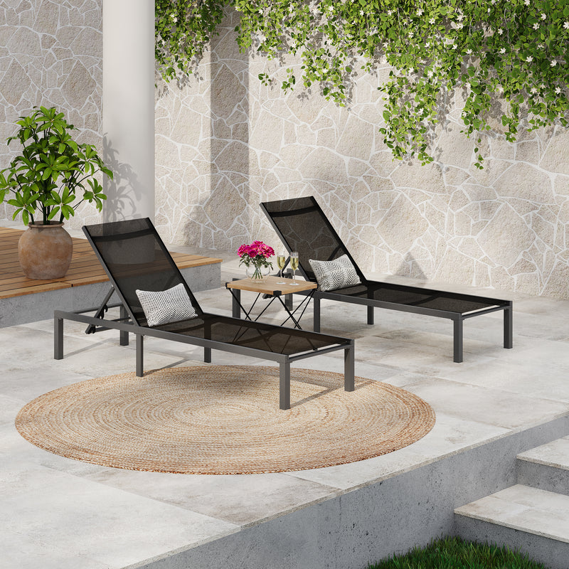 Deburoe Outdoor Adjustable Chaise Lounge(Set of 2)
