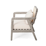 Outdoor Patio Club Chair – Solid Acacia Wood Frame with Criss-Cross Back & Water-Repellent Cushions
