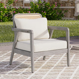 Outdoor Patio Club Chair – Solid Acacia Wood Frame with Criss-Cross Back & Water-Repellent Cushions
