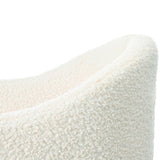 Boucle Accent Club Chair Minimalist Barrel Armchair with Channel Tufted Back