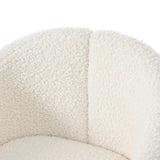 Boucle Accent Club Chair Minimalist Barrel Armchair with Channel Tufted Back