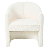 Boucle Accent Club Chair Minimalist Barrel Armchair with Channel Tufted Back