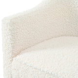 Boucle Accent Club Chair Minimalist Barrel Armchair with Channel Tufted Back