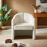 Boucle Accent Club Chair Minimalist Barrel Armchair with Channel Tufted Back