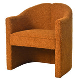 Boucle Accent Club Chair Minimalist Barrel Armchair with Channel Tufted Back