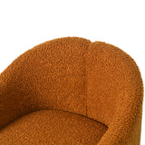 Boucle Accent Club Chair Minimalist Barrel Armchair with Channel Tufted Back