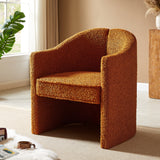Boucle Accent Club Chair Minimalist Barrel Armchair with Channel Tufted Back