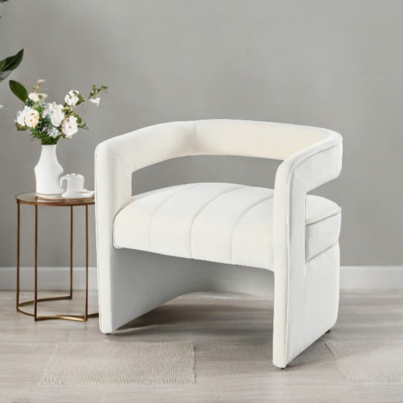 Contemporary Curved Armchair with Waist Pillow