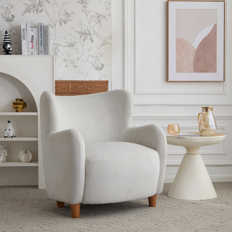 Luxury Modern Fabric Armchair with Round Arms & Tapered Legs