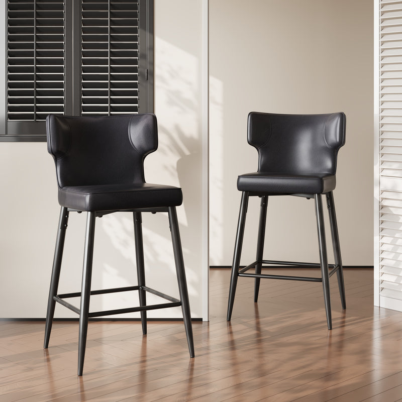 Set of 2 Modern Counter Stools PU Leather Bar Chairs