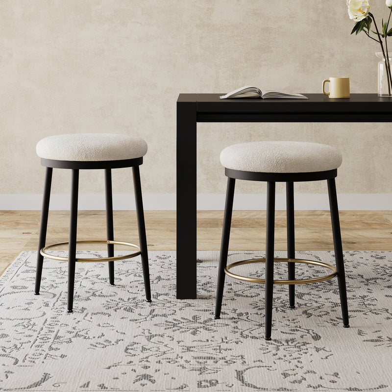 Set of 2 Modern Upholstered Counter Stools – 24.75