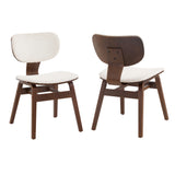 White Boucle & Walnut Bentwood Dining Chair, Set of 2