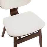 White Boucle & Walnut Bentwood Dining Chair, Set of 2