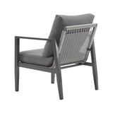 Outdoor Contemporary Gray Rope Accent Chair Club Chair, Aluminum