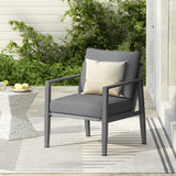 Outdoor Contemporary Gray Rope Accent Chair Club Chair, Aluminum