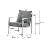 Outdoor Contemporary Gray Rope Accent Chair Club Chair, Aluminum