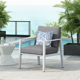 Outdoor Contemporary Gray Rope Accent Chair Club Chair, Aluminum