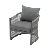 Patio Contemporary Comfort Lounge Chair with Rope Accents, Aluminum, Grey