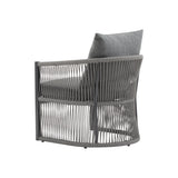 Patio Contemporary Comfort Lounge Chair with Rope Accents, Aluminum, Grey