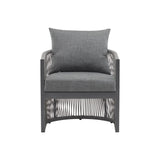Patio Contemporary Comfort Lounge Chair with Rope Accents, Aluminum, Grey