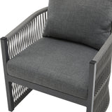 Patio Contemporary Comfort Lounge Chair with Rope Accents, Aluminum, Grey