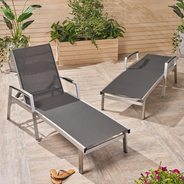 Outdoor Mesh and Aluminum Chaise Lounge - NH341503
