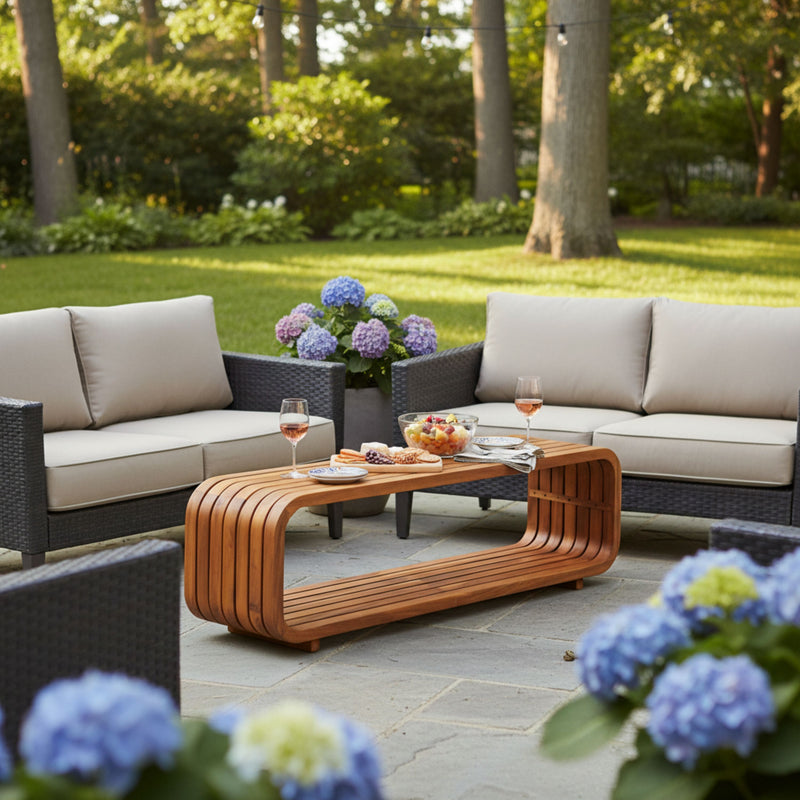 Ottilie Solid Acacia Wood Coffee Table – Timeless Elegance with Natural Warm Grain, Handcrafted for Serene Modern Living Spaces