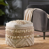 Wool and Cotton Pouf Ottoman - NH458903