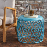 19 Inch Diameter Lattice Matte Finish Iron Side Table - NH272203