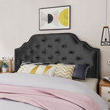 Contemporary Tufted New Velvet Queen/Full Headboard w/ Nailhead Accents - NH885303