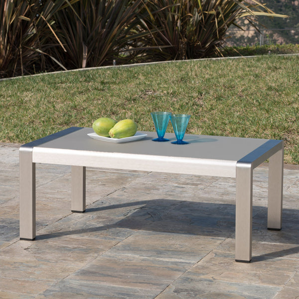 Outdoor Aluminum Coffee Table with Glass Top - NH733003