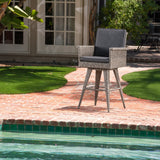 30-Inch Outdoor Wicker Barstool with Water Resistant Cushions - NH833003