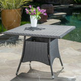 Contemporary Outdoor Square Gray Wicker Dining Table - NH365003