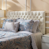 Contemporary Button Tufted Fabric Queen/Full Headboard - NH309892