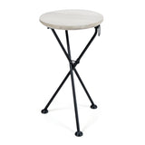 Portable Foldable Light Gray Finished Acacia Wood Side Table - NH326303