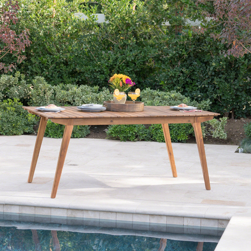 Outdoor 69 Inch Teak Finished Acacia Wood Dining Table - NH797203