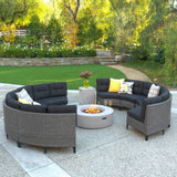 10pc Outdoor Fire Pit Sectional Sofa Set - NH488992