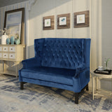 High Back Tufted Winged New Velvet Loveseat - NH438303