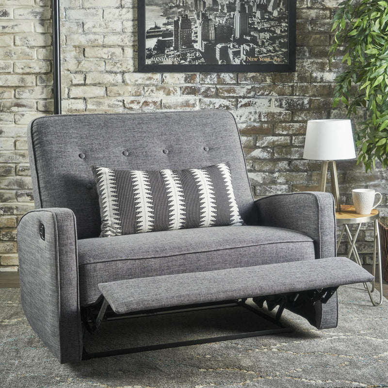Buttoned Fabric Reclining Loveseat - NH825103
