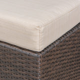 Outdoor 16 Inch Wicker Ottoman Seat with Water Resistant Cushion - NH124303