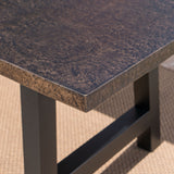 Outdoor Brown Stone Finish Light Weight Concrete Dining Table - NH729303