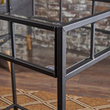 Indoor Industrial Modern Black Iron Bar Cart with Tempered Glass Top - NH902203