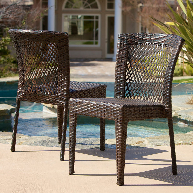 Outdoor Patio Furniture Brown Wicker Chairs (Set of 2) - NH804612