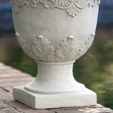 Outdoor Traditional Roman White Lightweight Concrete Garden Planter Urn - NH662712