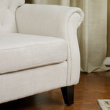 Alpha Tufted Light Beige Fabric Club Chair