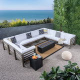 Outdoor 12 Piece U-Shaped Sectional Sofa Set with Fire Pit - NH521703