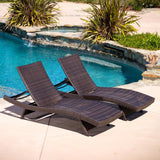Outdoor Wicker Adjustable Back Chaise Sun Lounger - NH129492