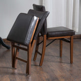 Brown Leather Folding Dining Chairs (Set of 2) - NH405592