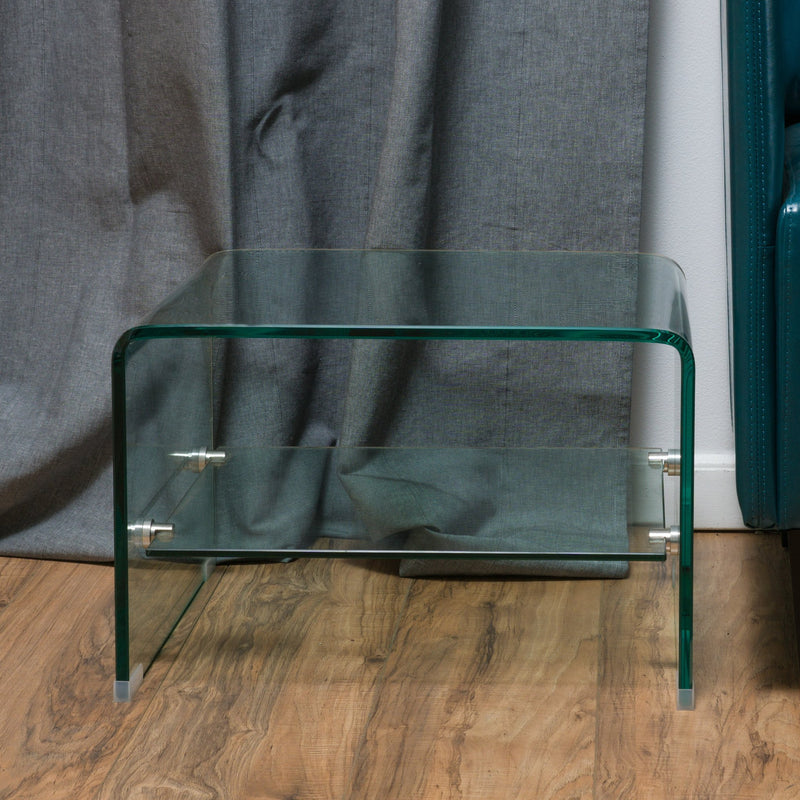 See Through Clear Waterfall Glass End Table - NH707692